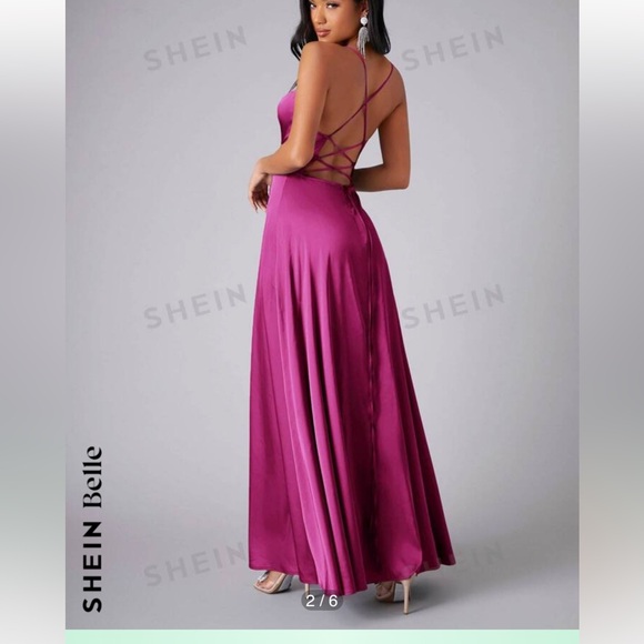 SHEIN Belle Crisscross Backless Dress "Satin" - Picture 5 of 6